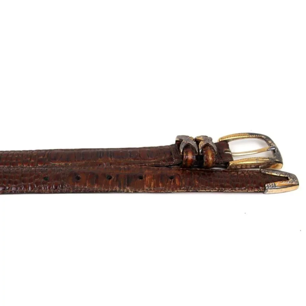 VTG Brighton CROCO EMBOSSED BROWN GENUINE LEATHER 1